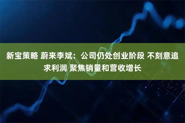 新宝策略 蔚来李斌:公司仍处创业阶段 不刻意追求利润 聚焦销量和营收增长